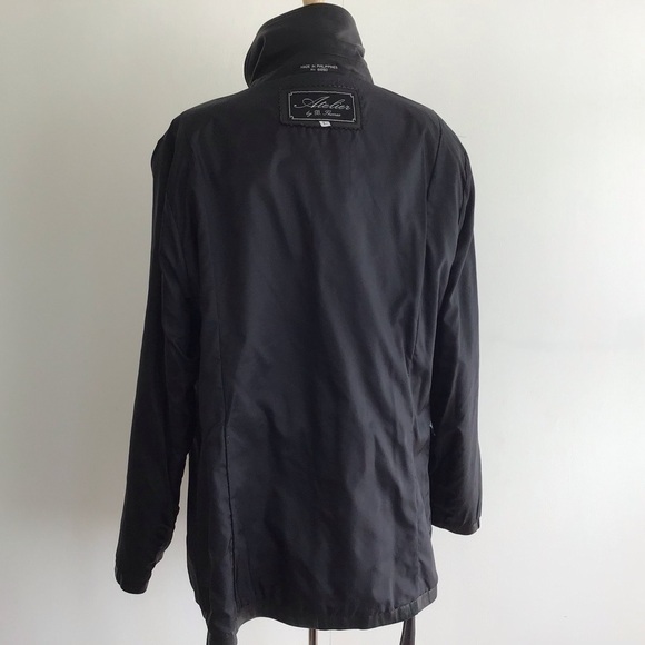 Atelier by B. Thomas black leather self belted three button blazer. Size Large - Picture 7 of 13